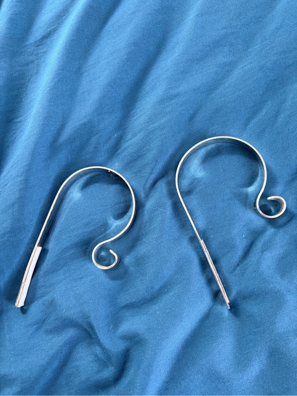 Set of 2 Silver Metal Scroll Stocking Holders / Mantel Hooks